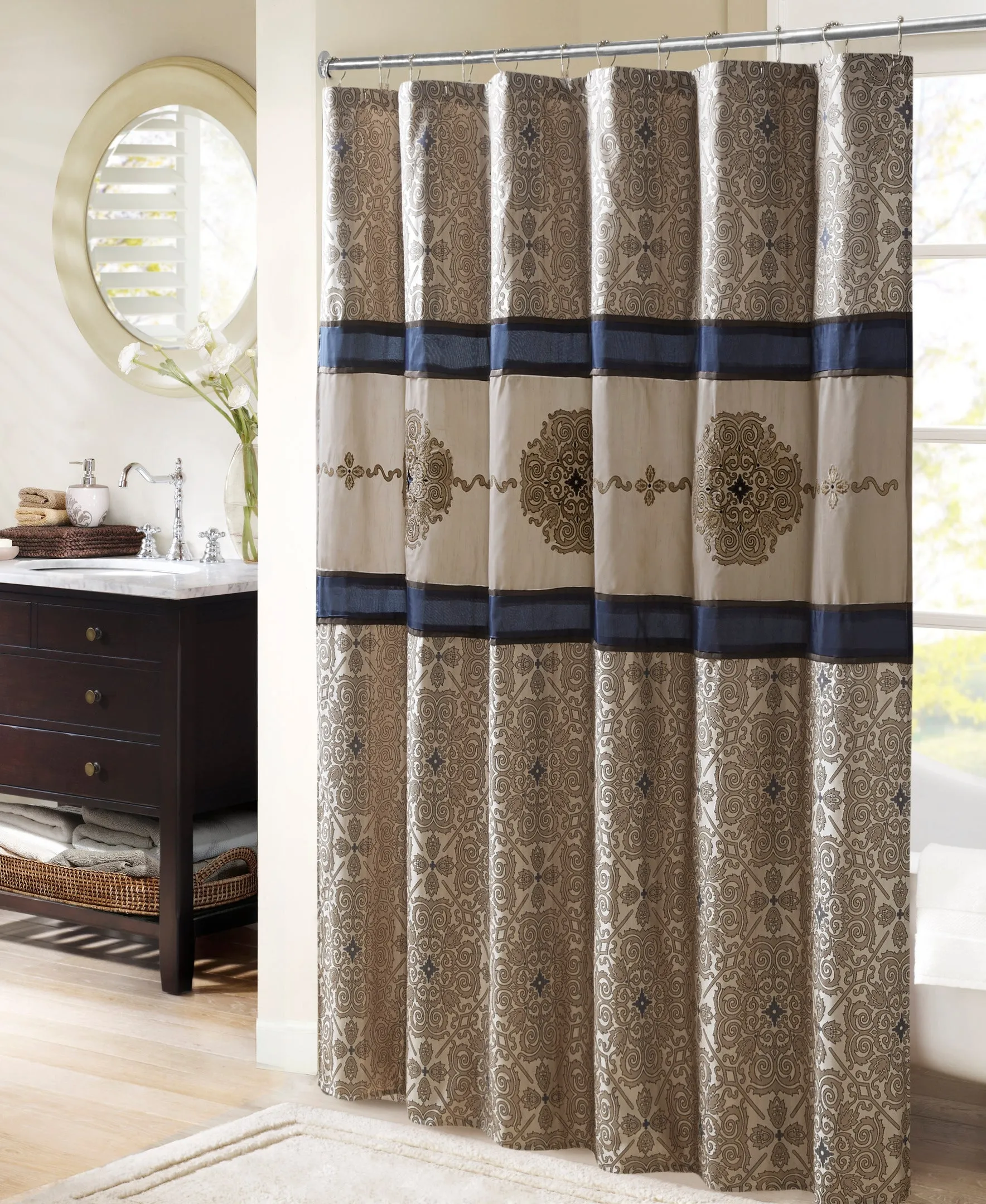 Perry Embroidered Shower Curtain