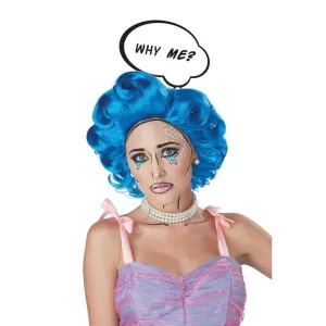 Pop Art Girl Wig Blue
