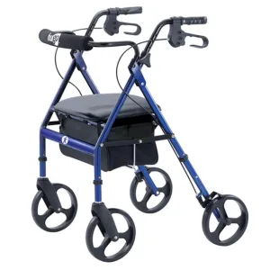 Portable Rollator Rolling Walker with Seat, Backrest and 8" Wheels, Blue - 1 Each