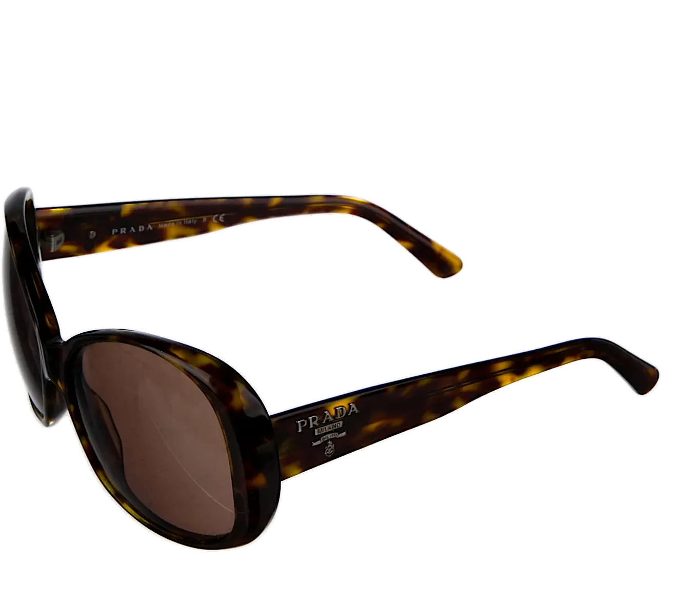 Prada Italy. Brown Tortoiseshell Acetate Oversize Sunglasses w/Case
