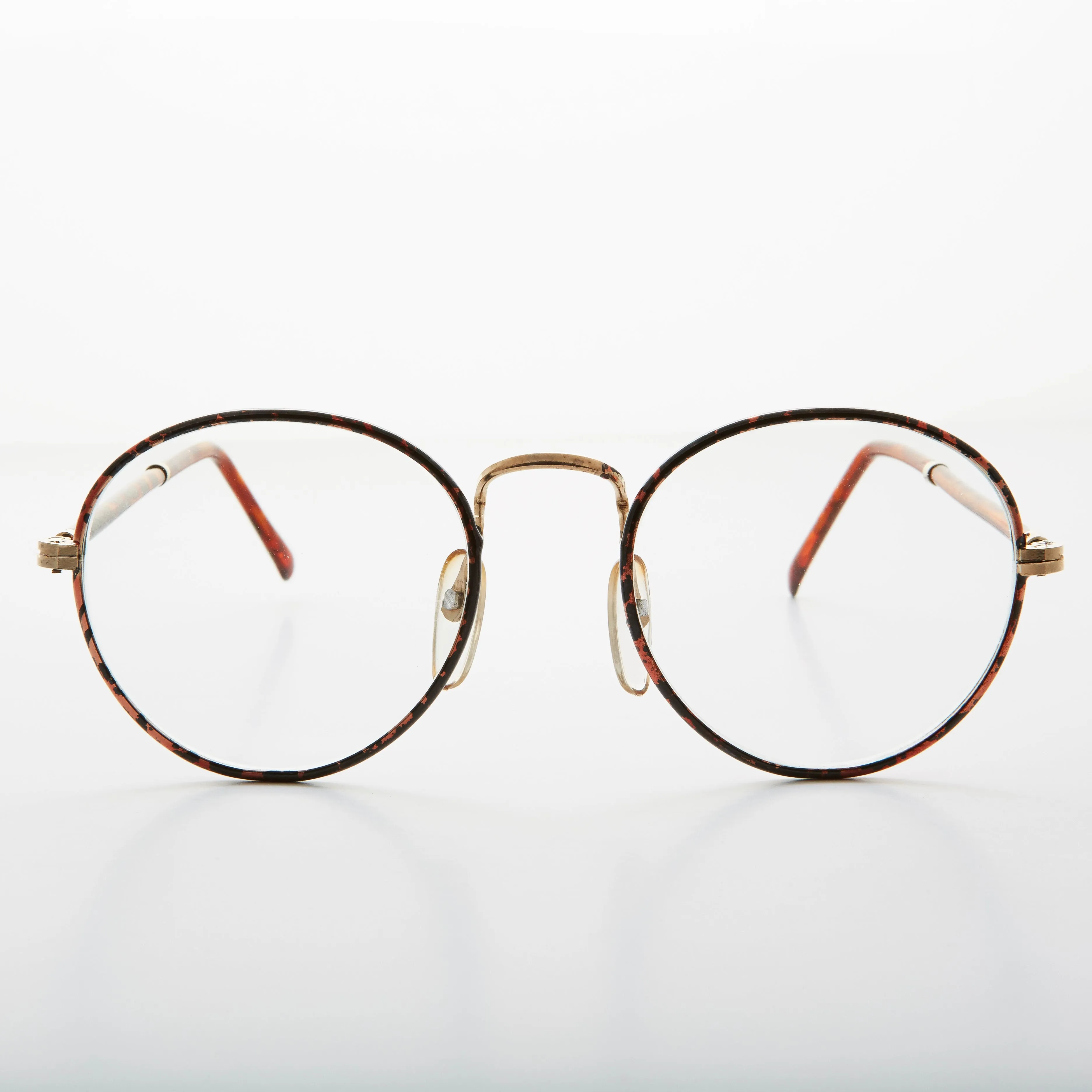 Preppy Round Clear Glass Lens Vintage Glasses - Alex