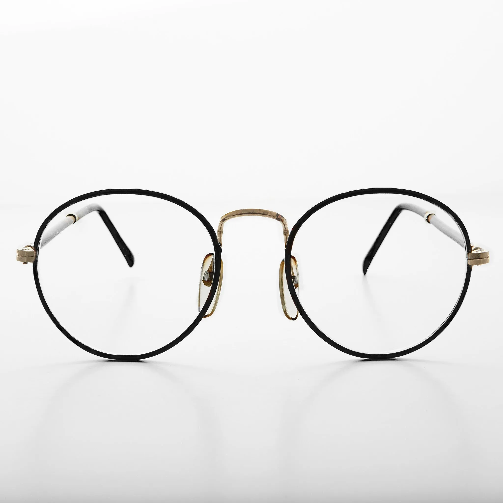 Preppy Round Clear Glass Lens Vintage Glasses - Alex