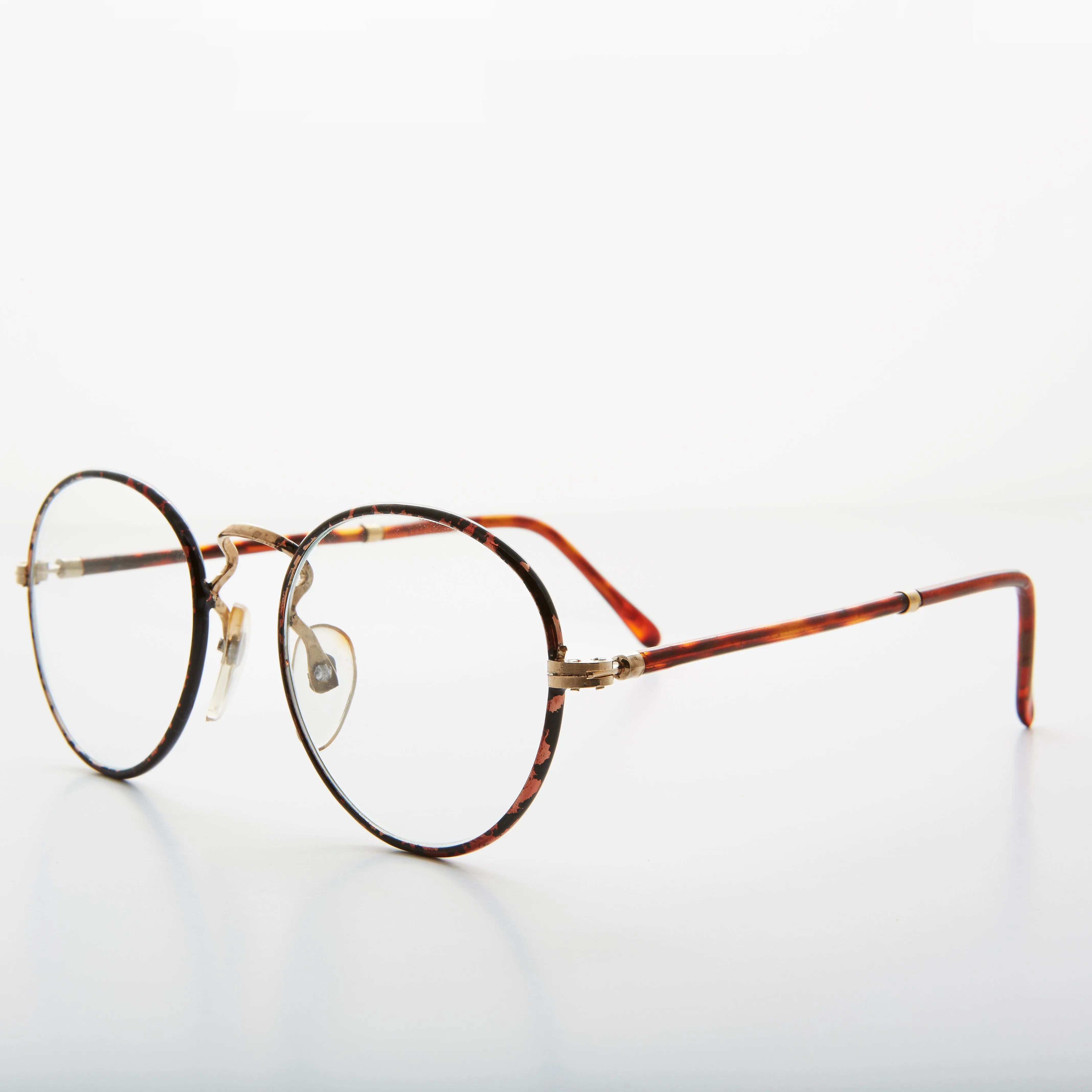 Preppy Round Clear Glass Lens Vintage Glasses - Alex
