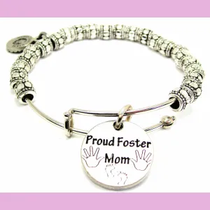 Proud Foster Mom Metal Beaded Bracelet