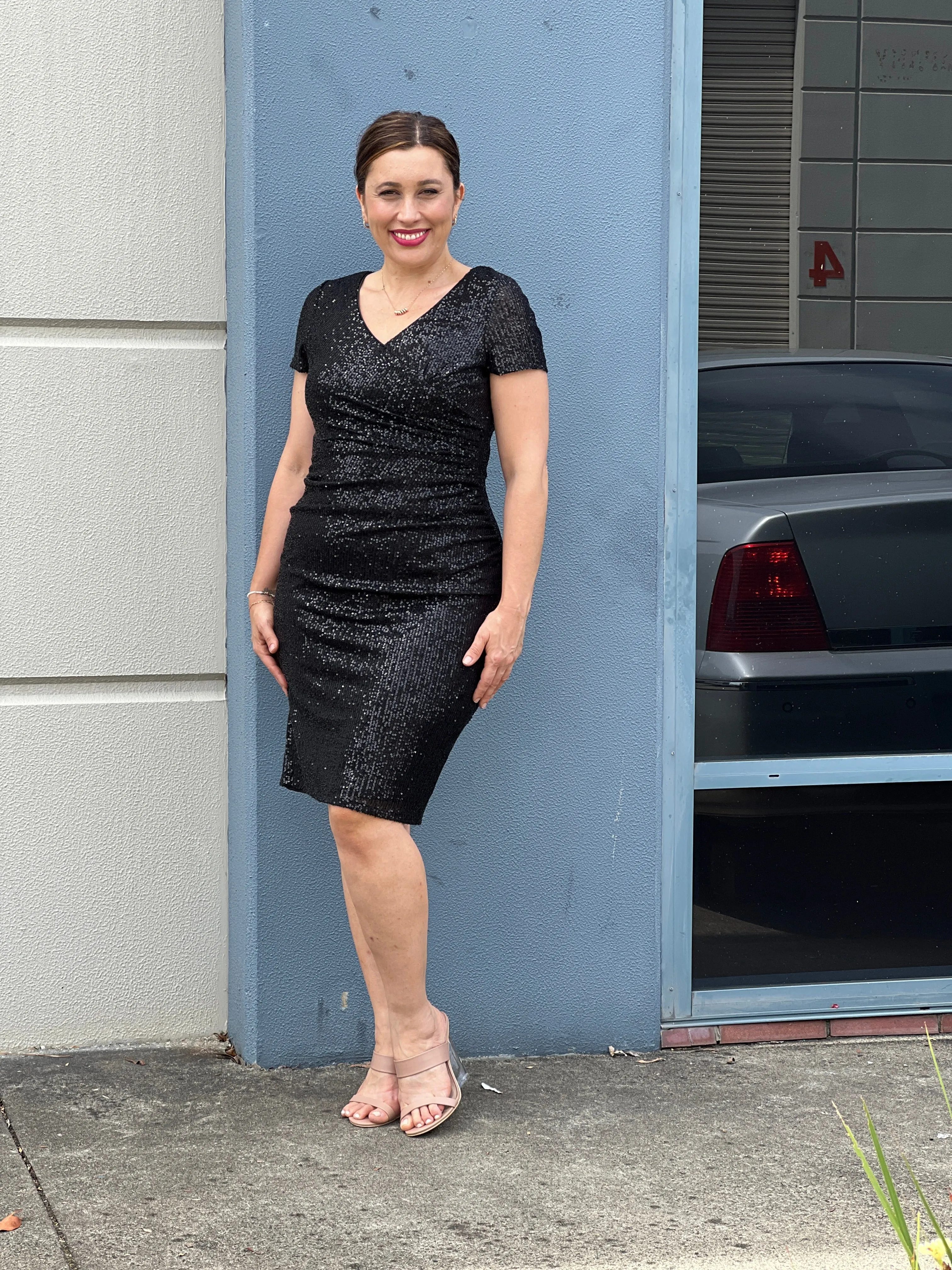 Quartez Black Sequin Dress