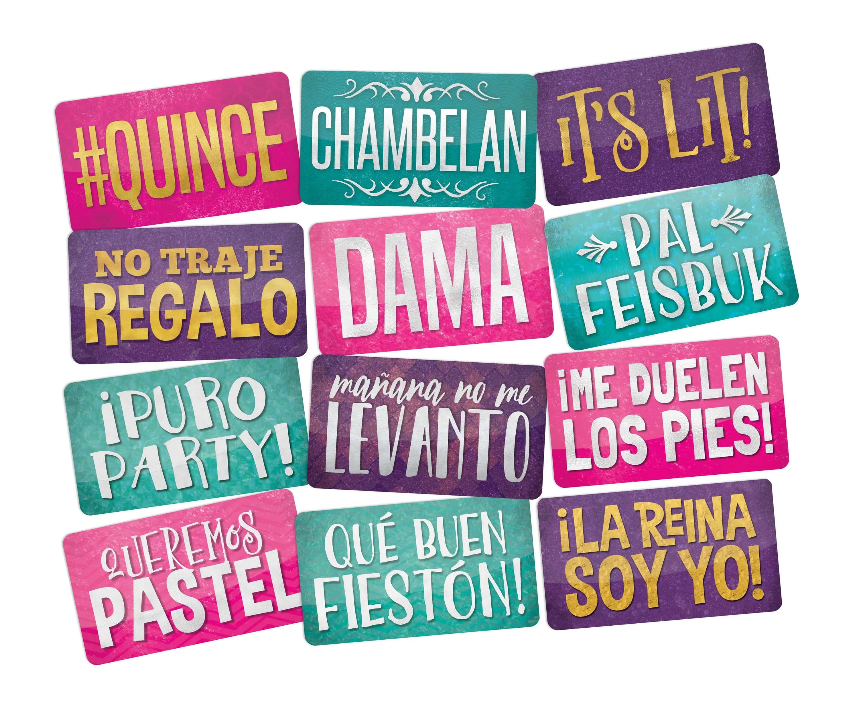 Quinceanera Themed Photo Booth Props in Spanish