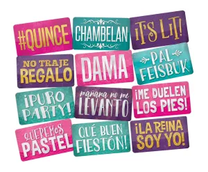 Quinceanera Themed Photo Booth Props in Spanish