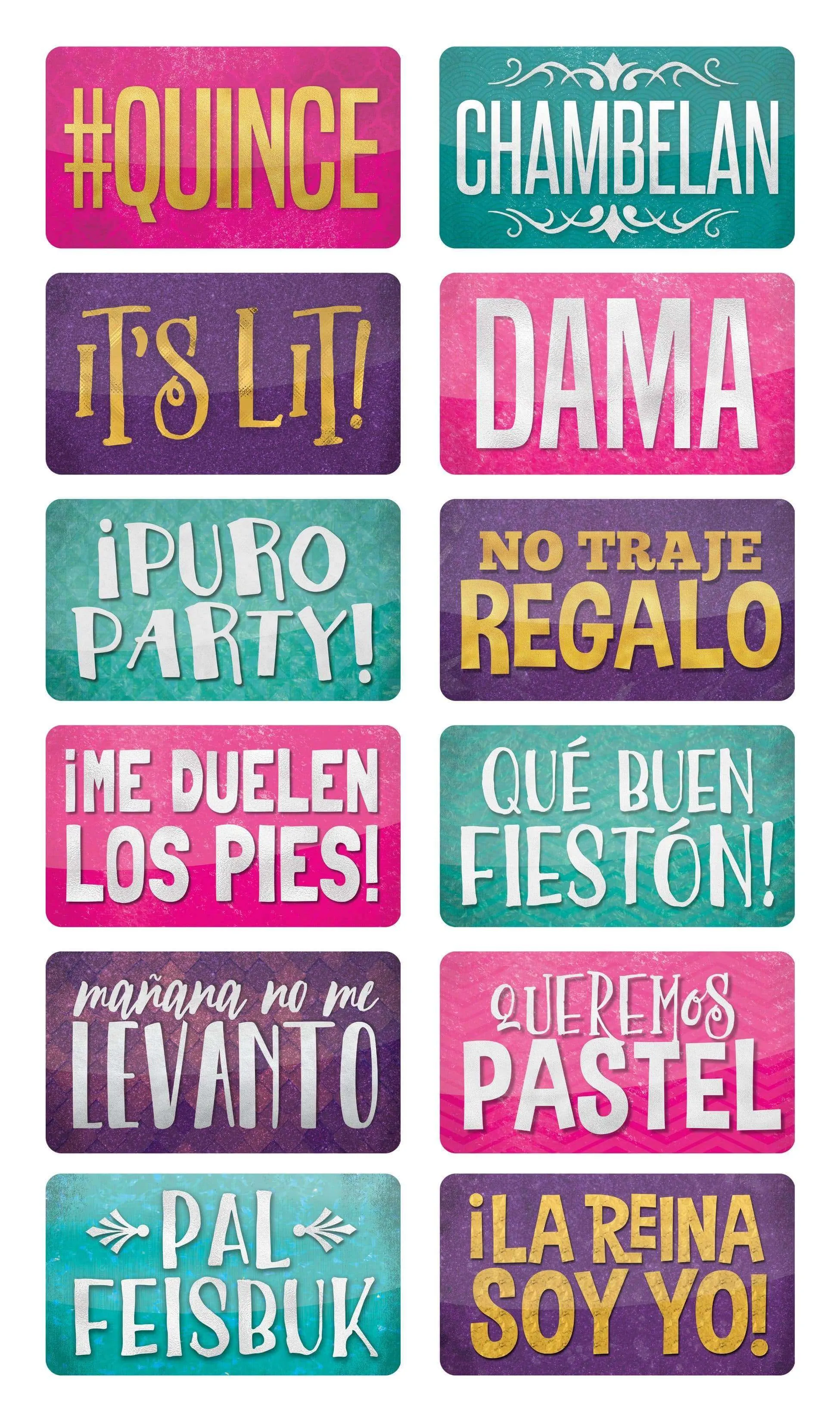 Quinceanera Themed Photo Booth Props in Spanish