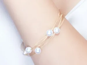 "Silk Road" 18K Spun Gold Bracelet with 8mm Akoya Pearls