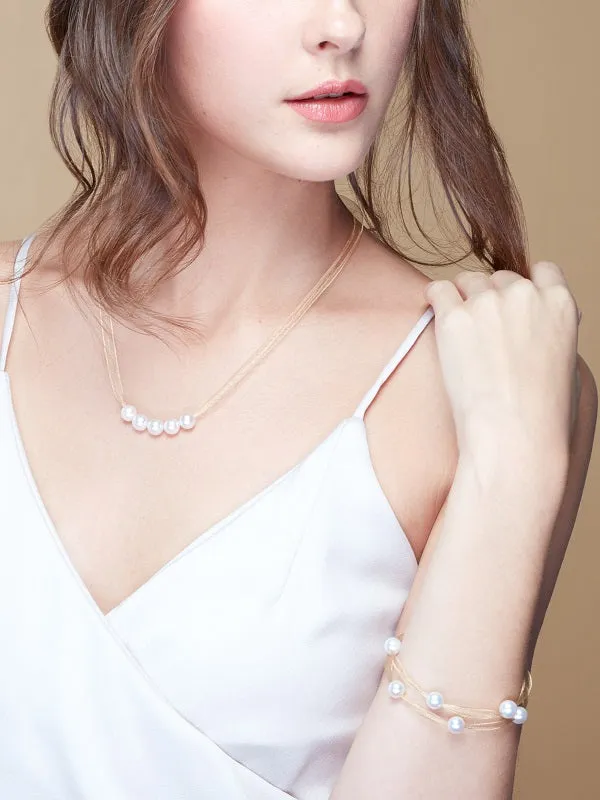 "Silk Road" 18K Spun Gold Bracelet with 8mm Akoya Pearls