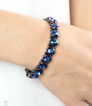 "Sugar Coated Sparkle" Gunmetal Blue Multi Iridescent Rhinestone Stretch Bracelet