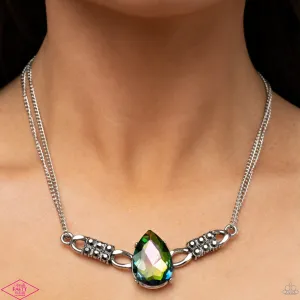 "Way to Make an Entrance" Multi Oil Spill Rhinestone Teardrop Necklace Set