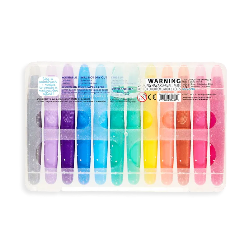 Rainbow Sparkle Metallic Watercolor Gel Crayons - Set of 12