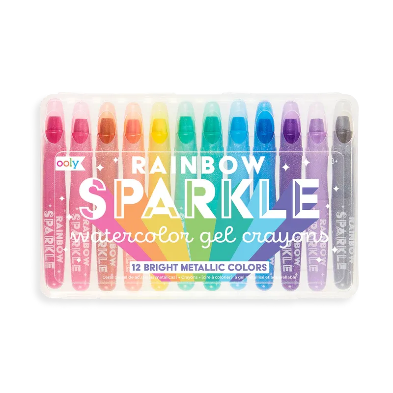 Rainbow Sparkle Metallic Watercolor Gel Crayons - Set of 12