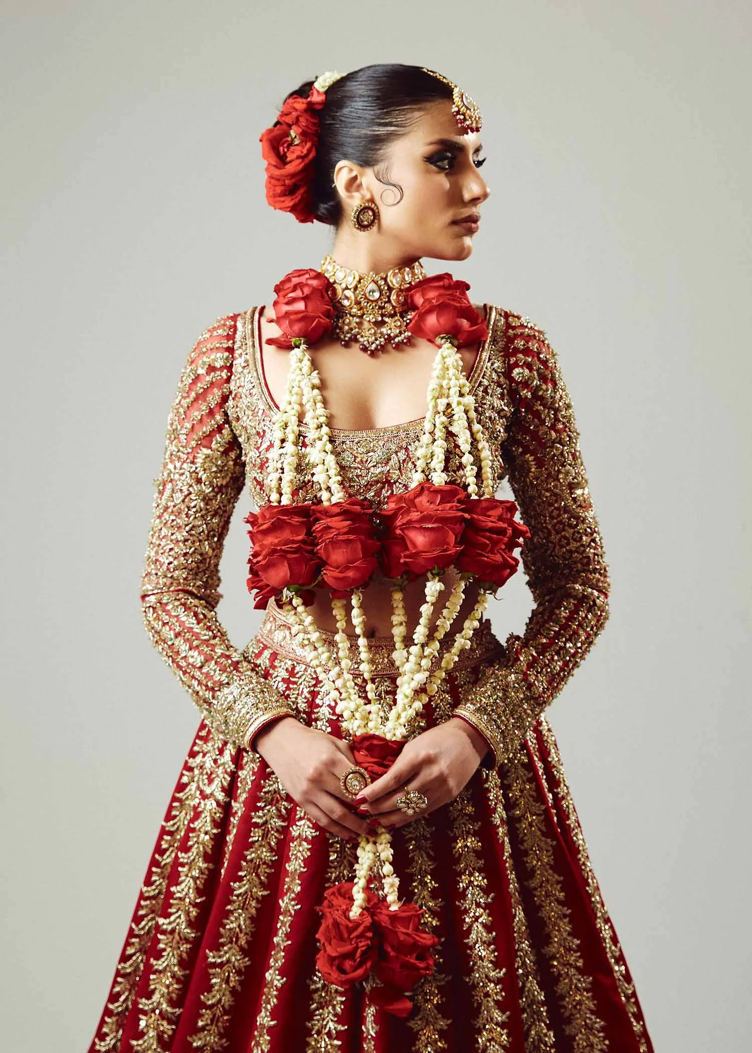 Red Bridal Lehenga Choli and Dupatta Wedding Dress