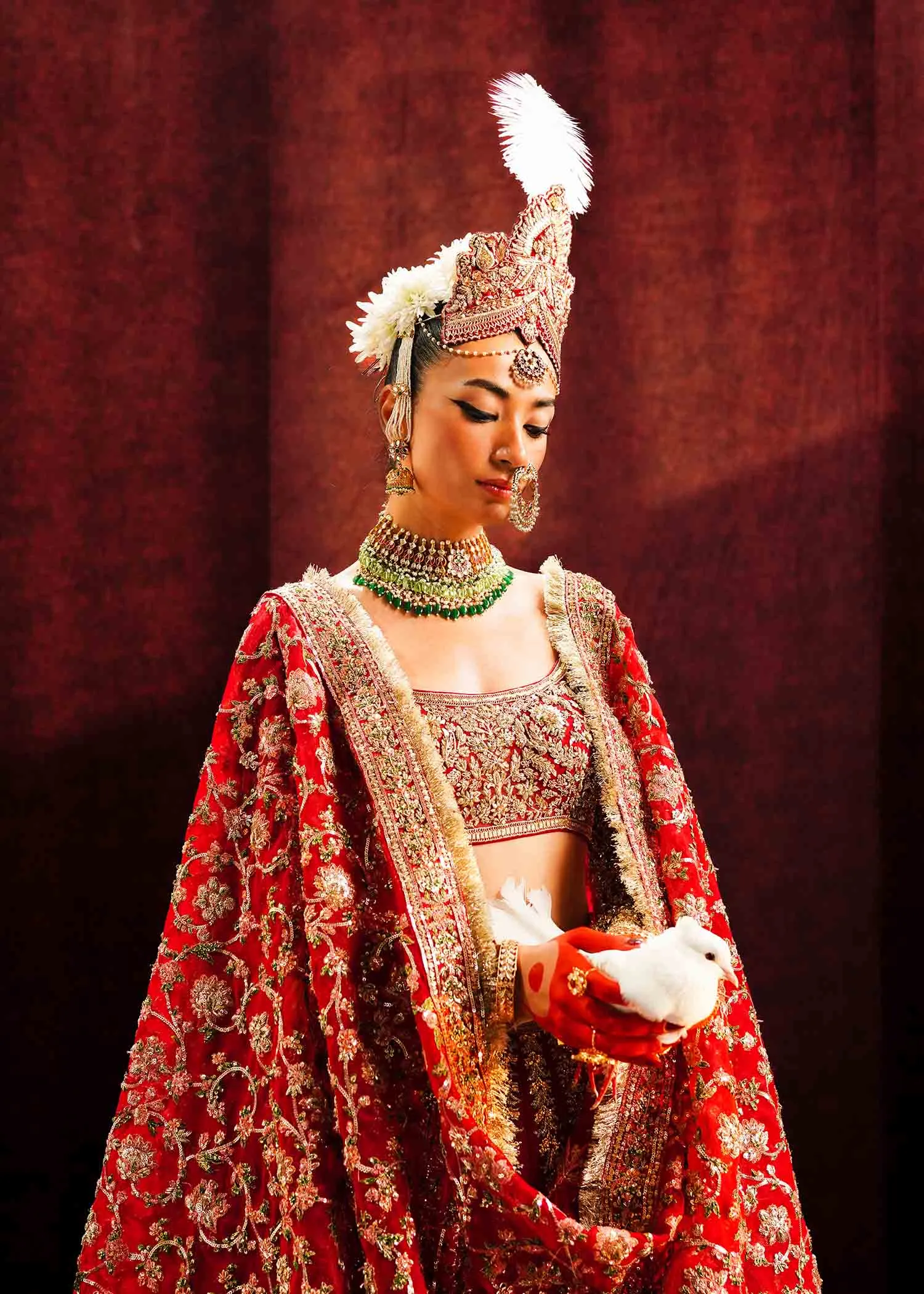 Red Bridal Lehenga Choli and Dupatta Wedding Dress