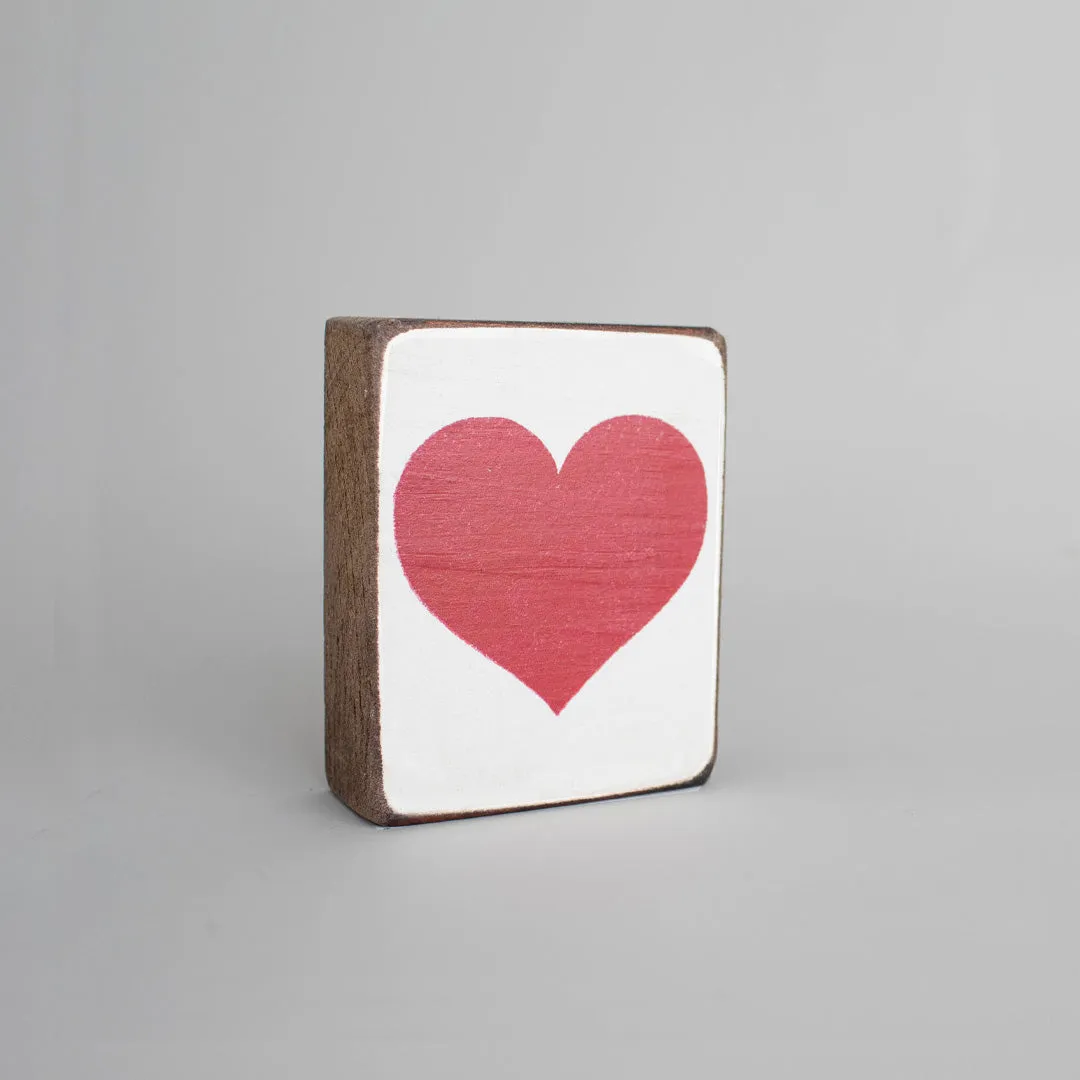 Red Heart Decorative Wooden Block