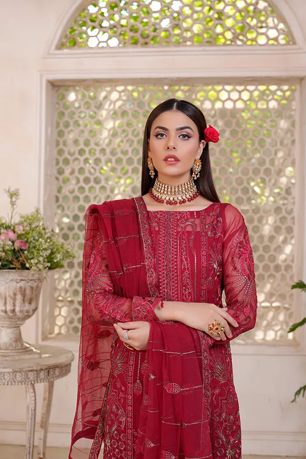 Red Pakistani Embroidered Salwar Kameez with Dupatta