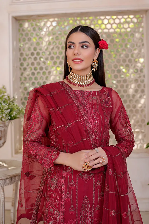Red Pakistani Embroidered Salwar Kameez with Dupatta