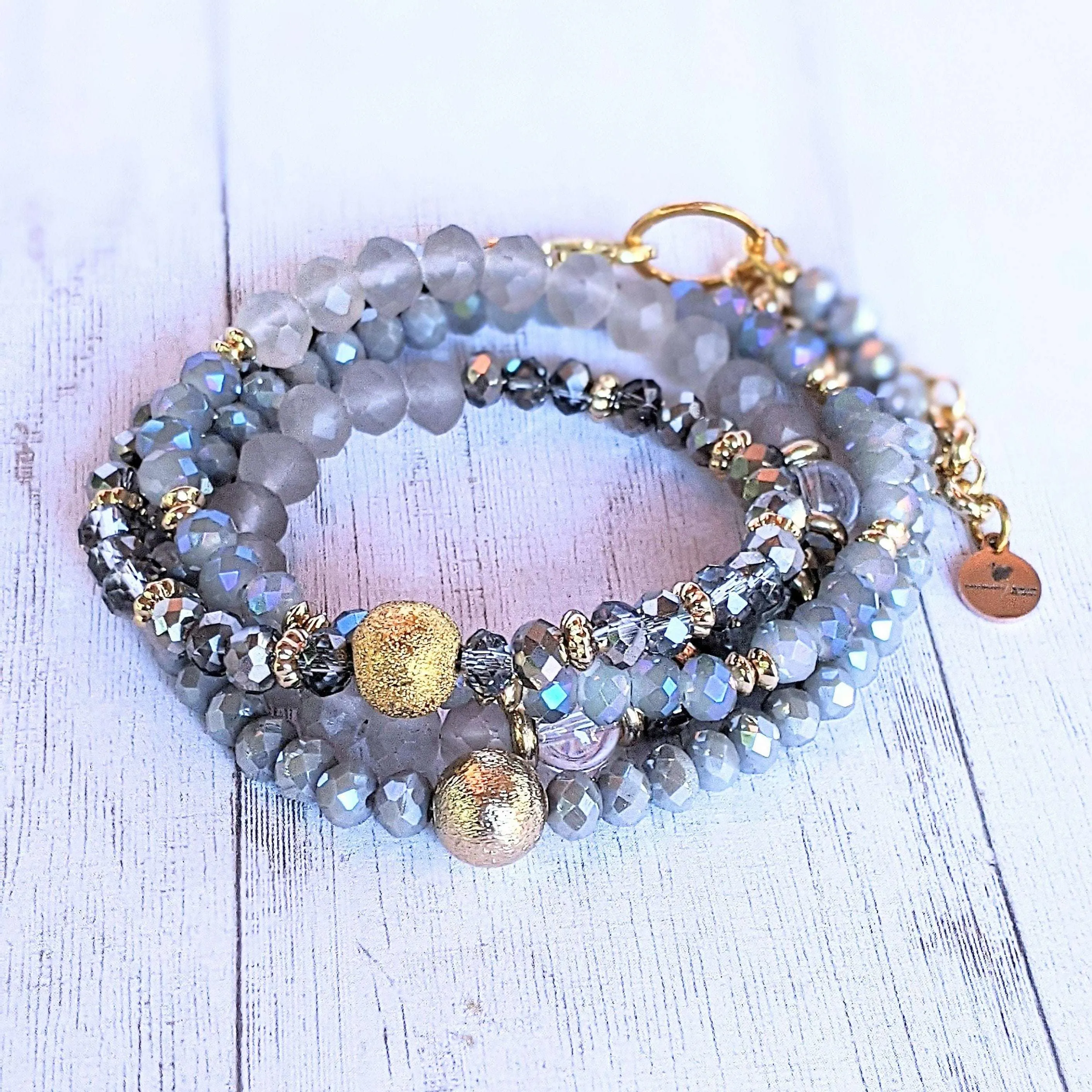 Regal Gray Crystal Endless wrap bracelet