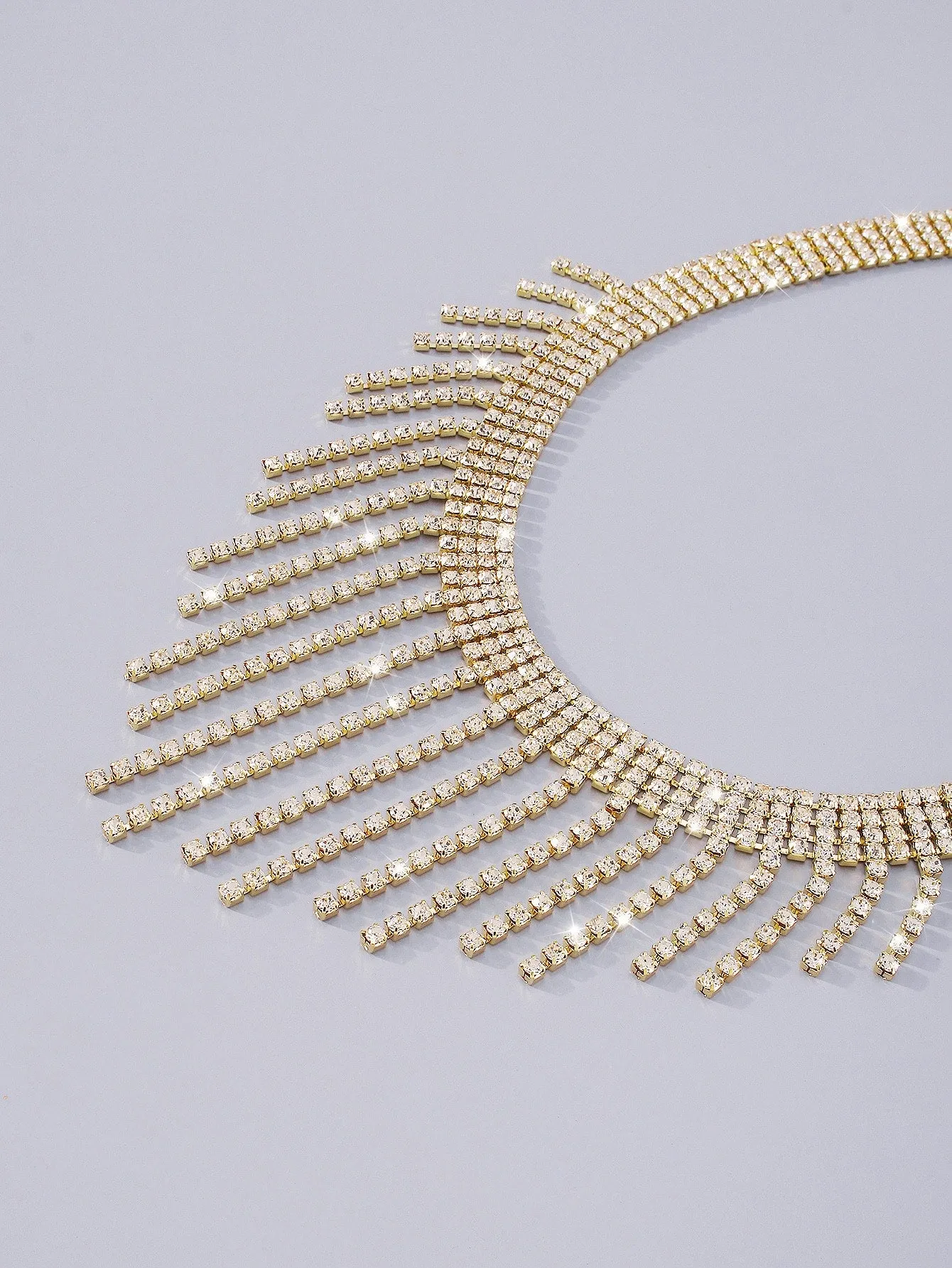 Rhinestone Tassel Necklace - Gold - FD ⚡