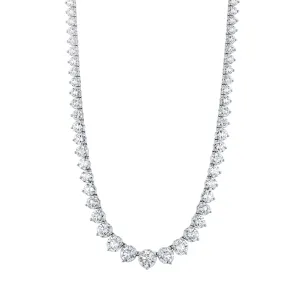 Round Cut 18K White Gold 18.84ctw Graduated Diamond Tennis Necklace (Pre-Order)