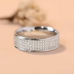 Round Cut Diamond Eternity Mens Wedding Band