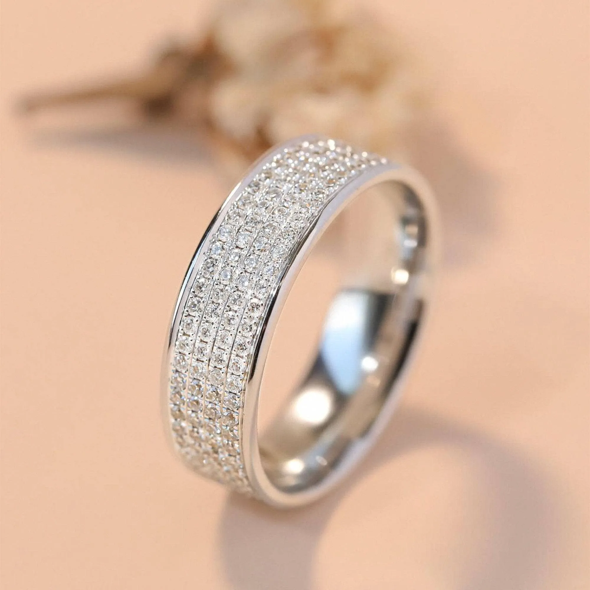 Round Cut Diamond Eternity Mens Wedding Band