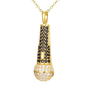 Round Cut Diamond Microphone Pendant Necklace