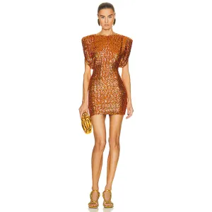 Round Neck Sleeveless Sequins Mini Dress KLYF902