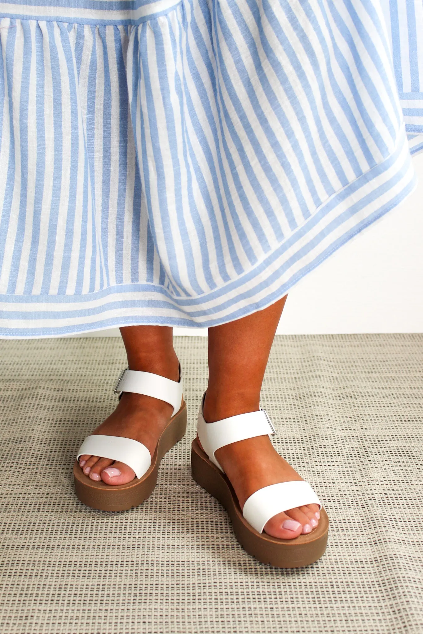 Santorini Buckle Strap Sandal • White