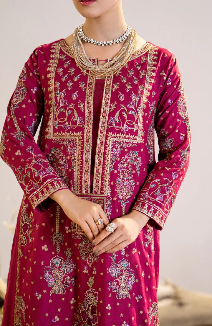 Shocking Pink Embroidered Pakistani salwar Kameez Dupatta Suit