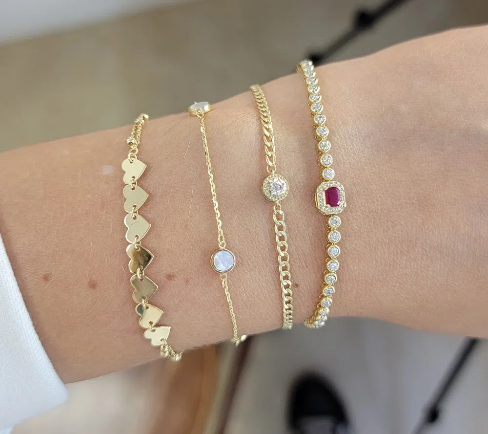 Single Color Stone Diamond Bezel Tennis Bracelet