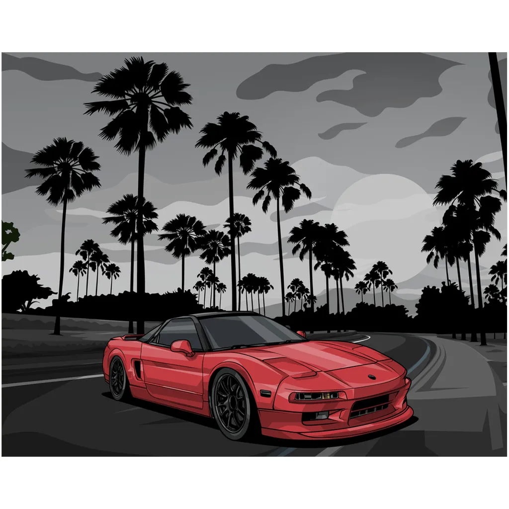SJ's NSX - Premium Art Prints - Black and White Background