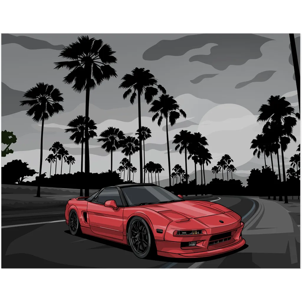 SJ's NSX - Premium Art Prints - Black and White Background