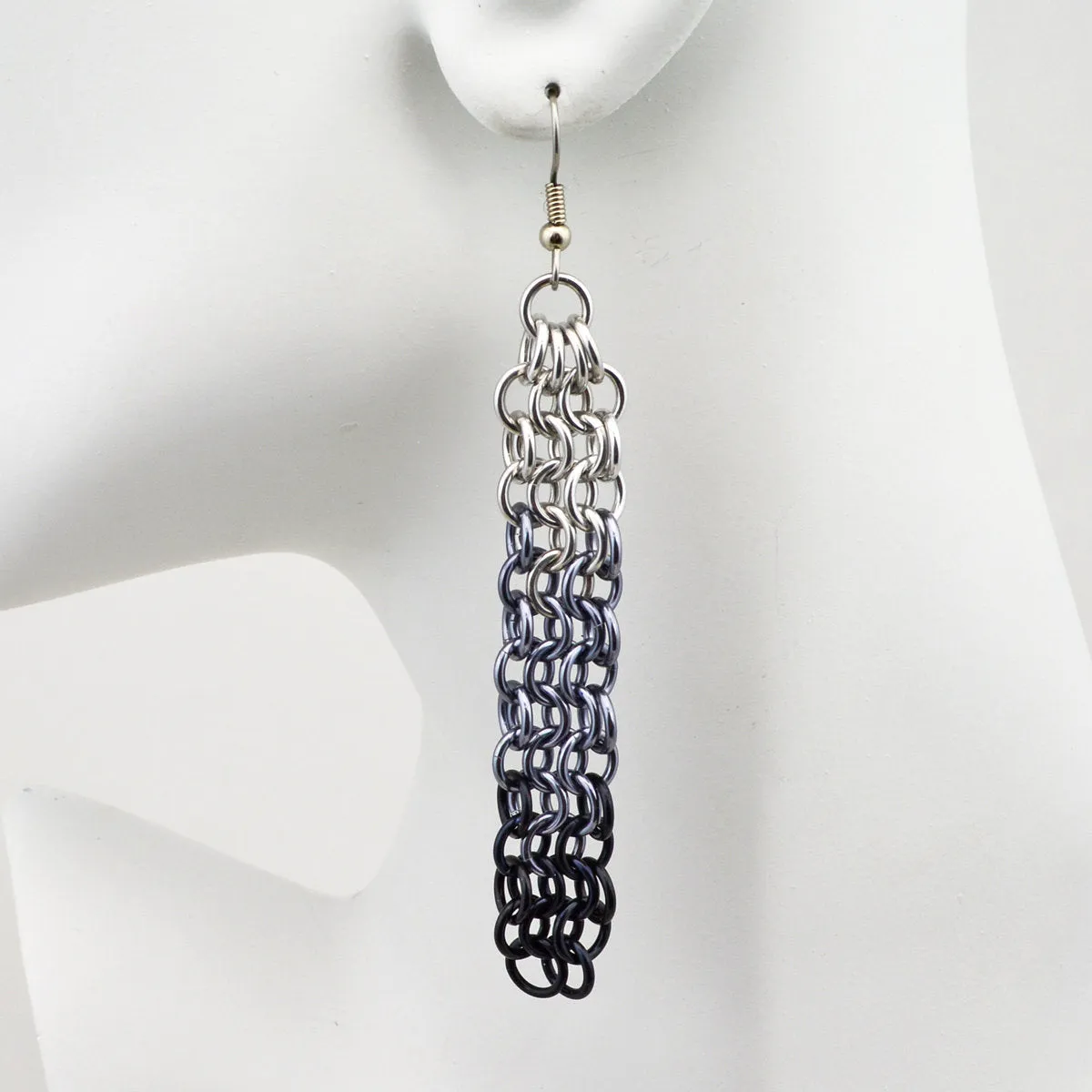 Small Link Waterfall Earrings - Industrial Ombre