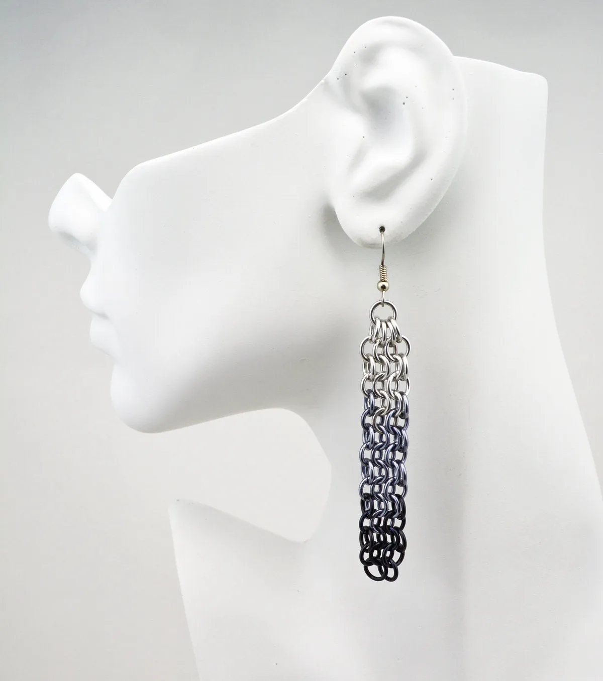 Small Link Waterfall Earrings - Industrial Ombre