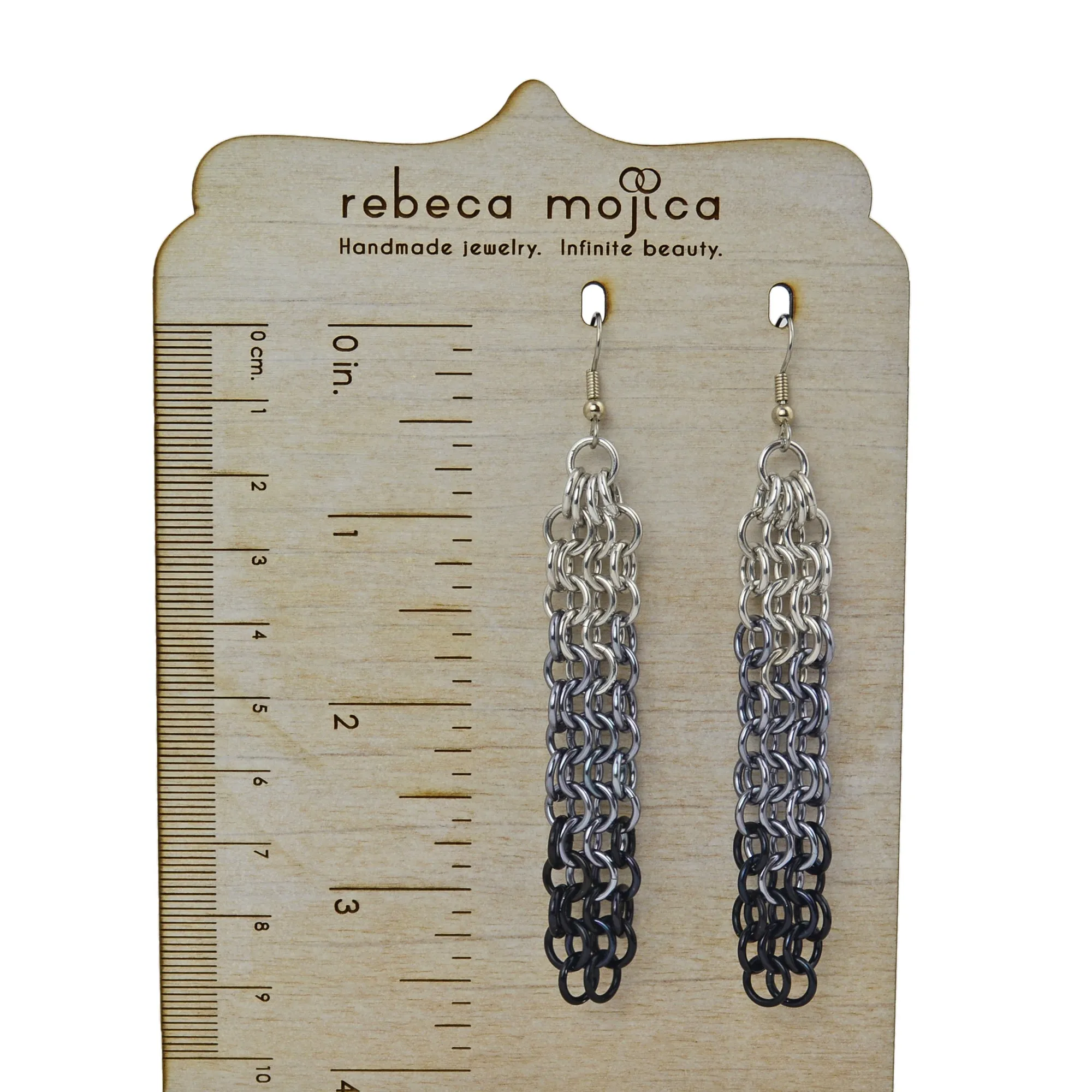 Small Link Waterfall Earrings - Industrial Ombre