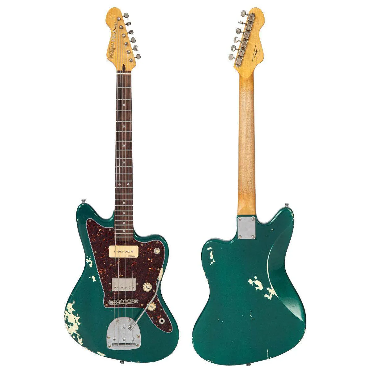 SOLD – Vintage ProShop Custom-Build V65 Electric Guitar ~ Distressed Racing Green