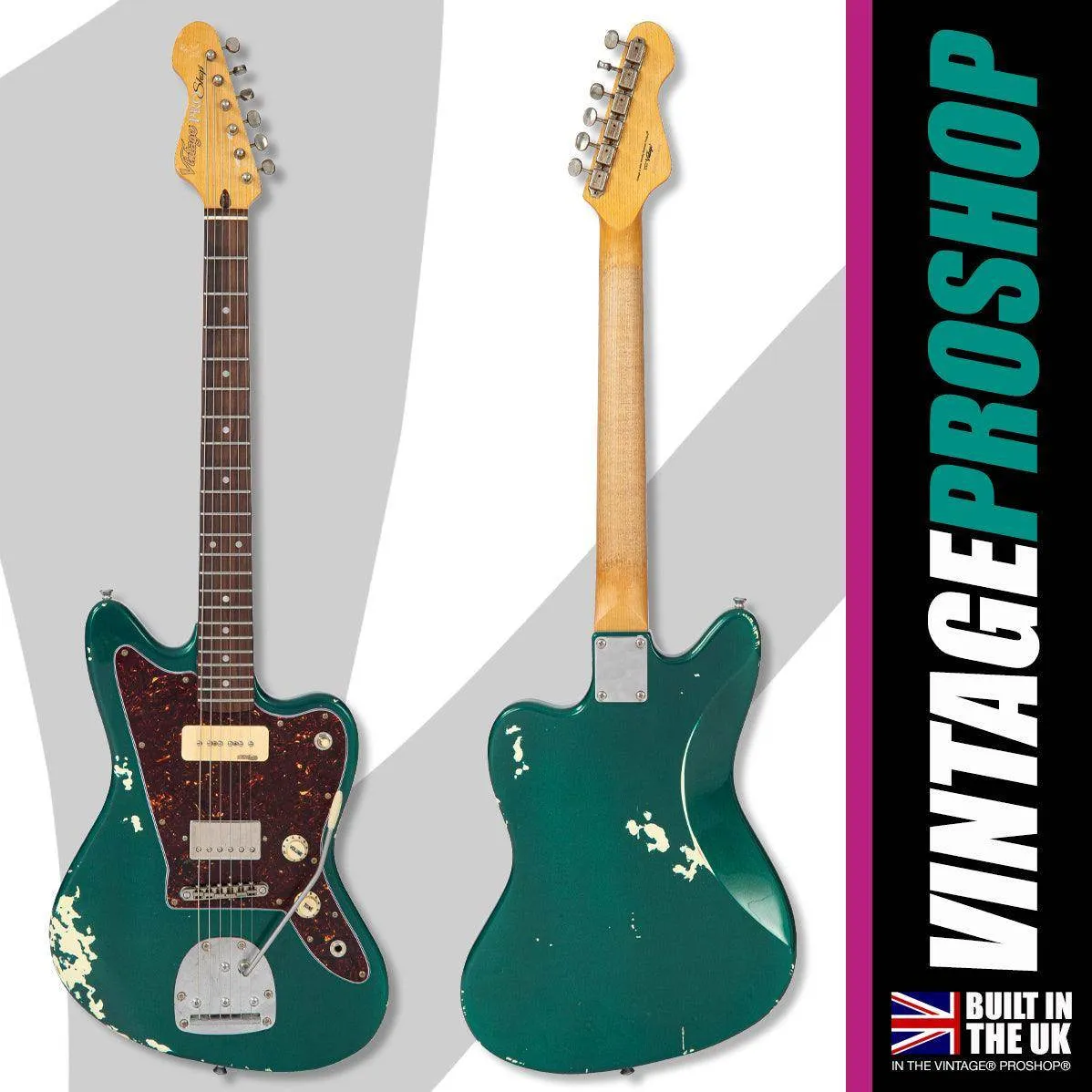 SOLD – Vintage ProShop Custom-Build V65 Electric Guitar ~ Distressed Racing Green