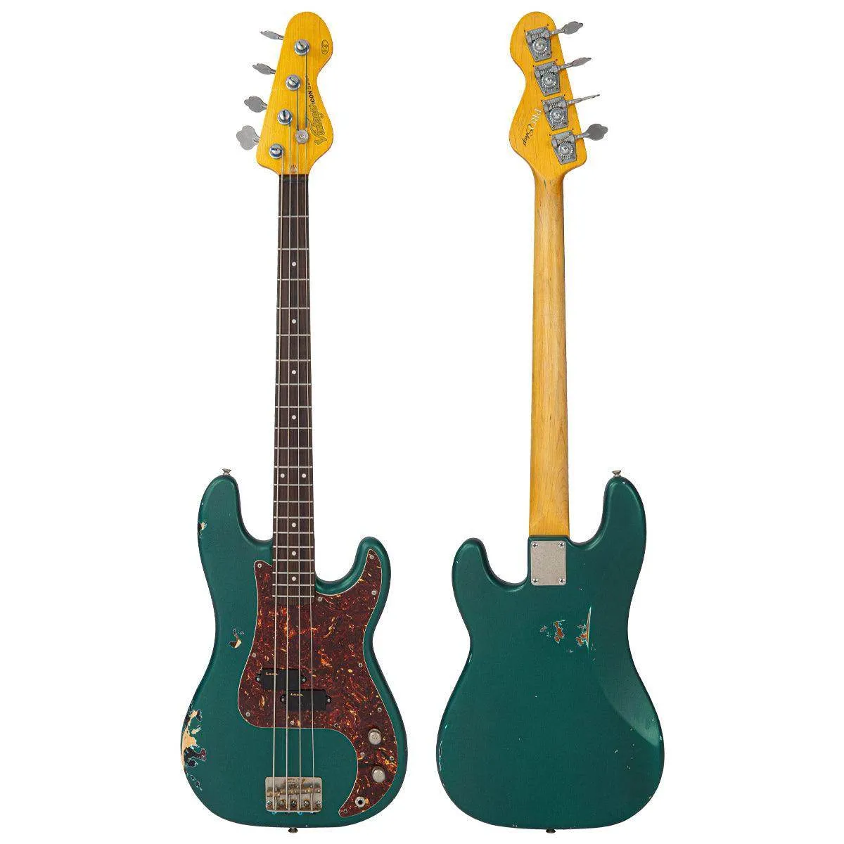 SOLD – Vintage V4 ProShop Custom-Build Bass Guitar ~ Distressed Matt British Racing Green