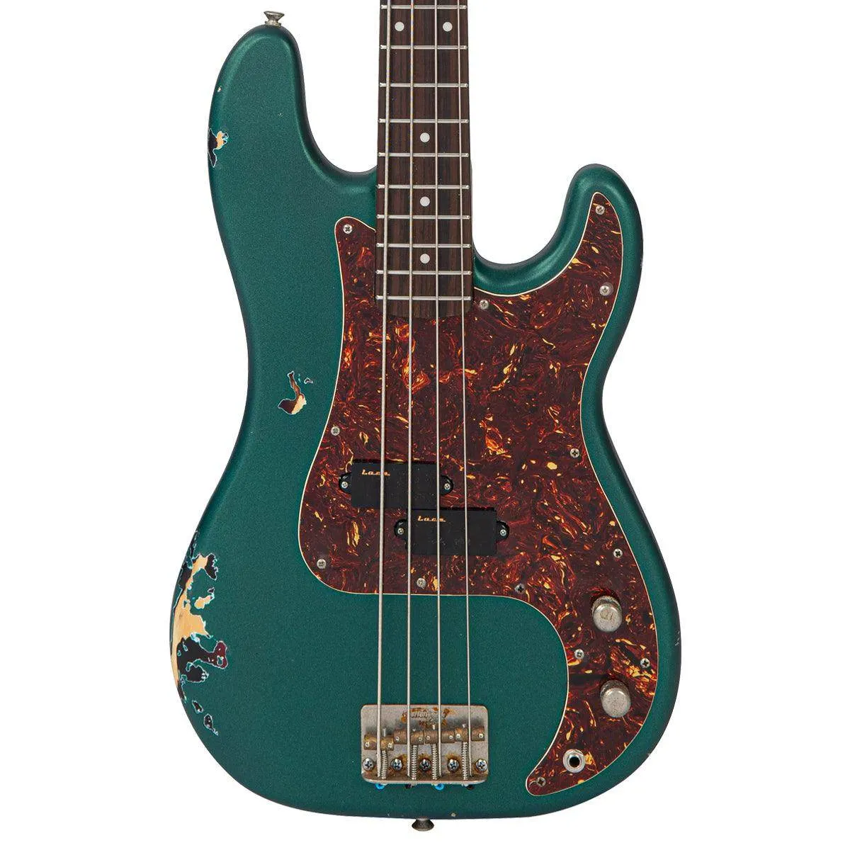 SOLD – Vintage V4 ProShop Custom-Build Bass Guitar ~ Distressed Matt British Racing Green
