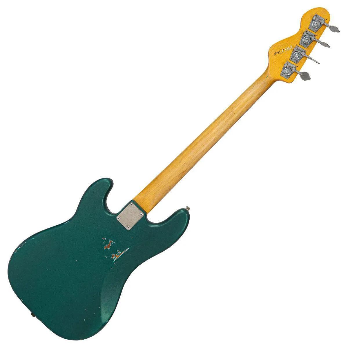SOLD – Vintage V4 ProShop Custom-Build Bass Guitar ~ Distressed Matt British Racing Green