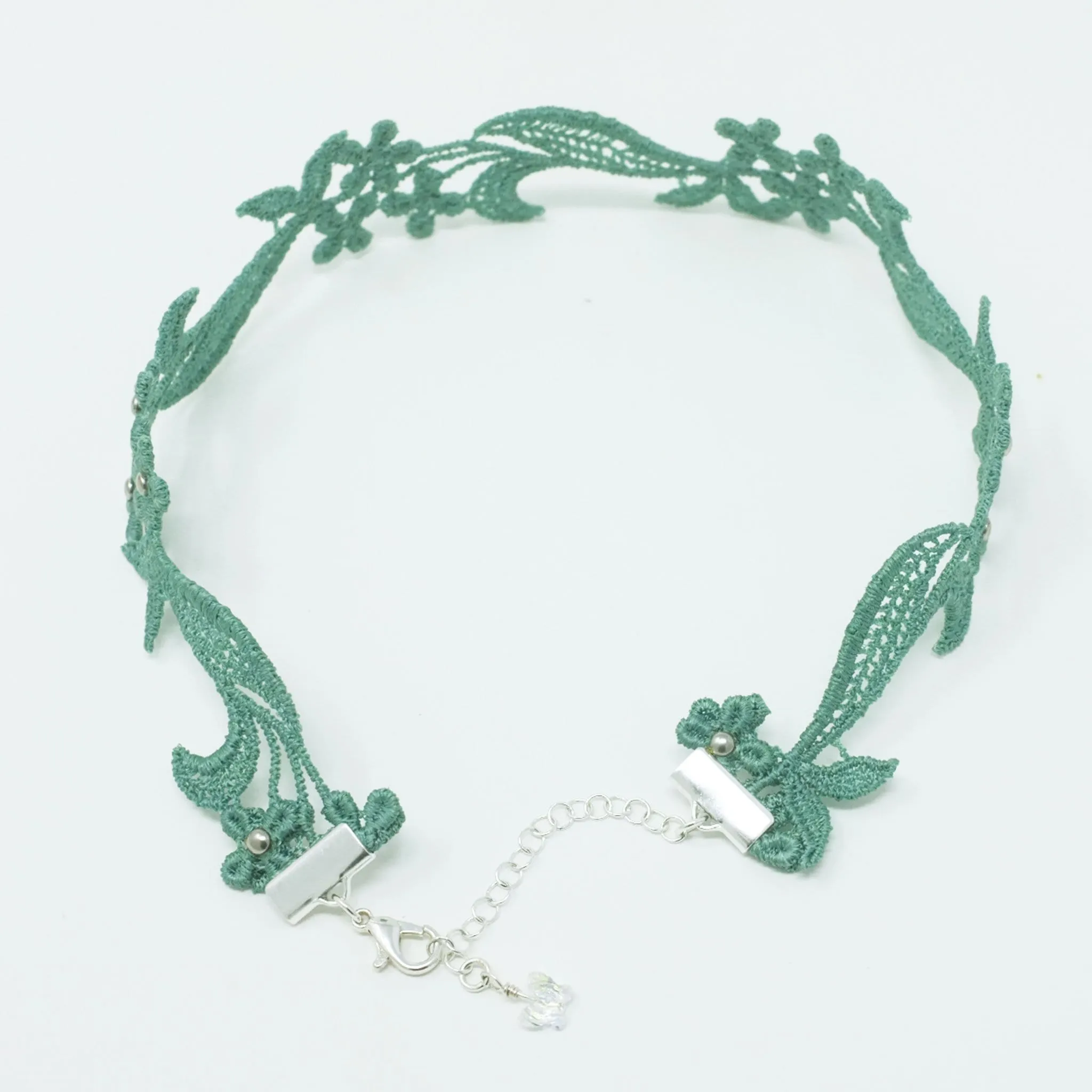 Sophia Seafoam Green Sparkly Floral Choker