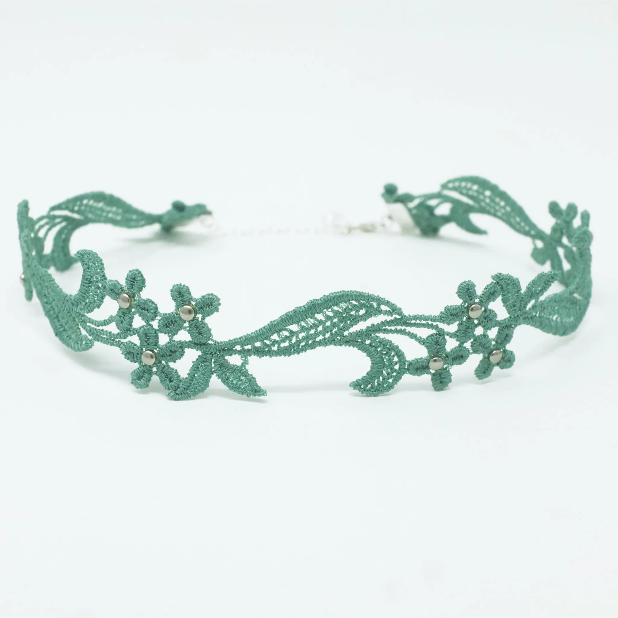 Sophia Seafoam Green Sparkly Floral Choker