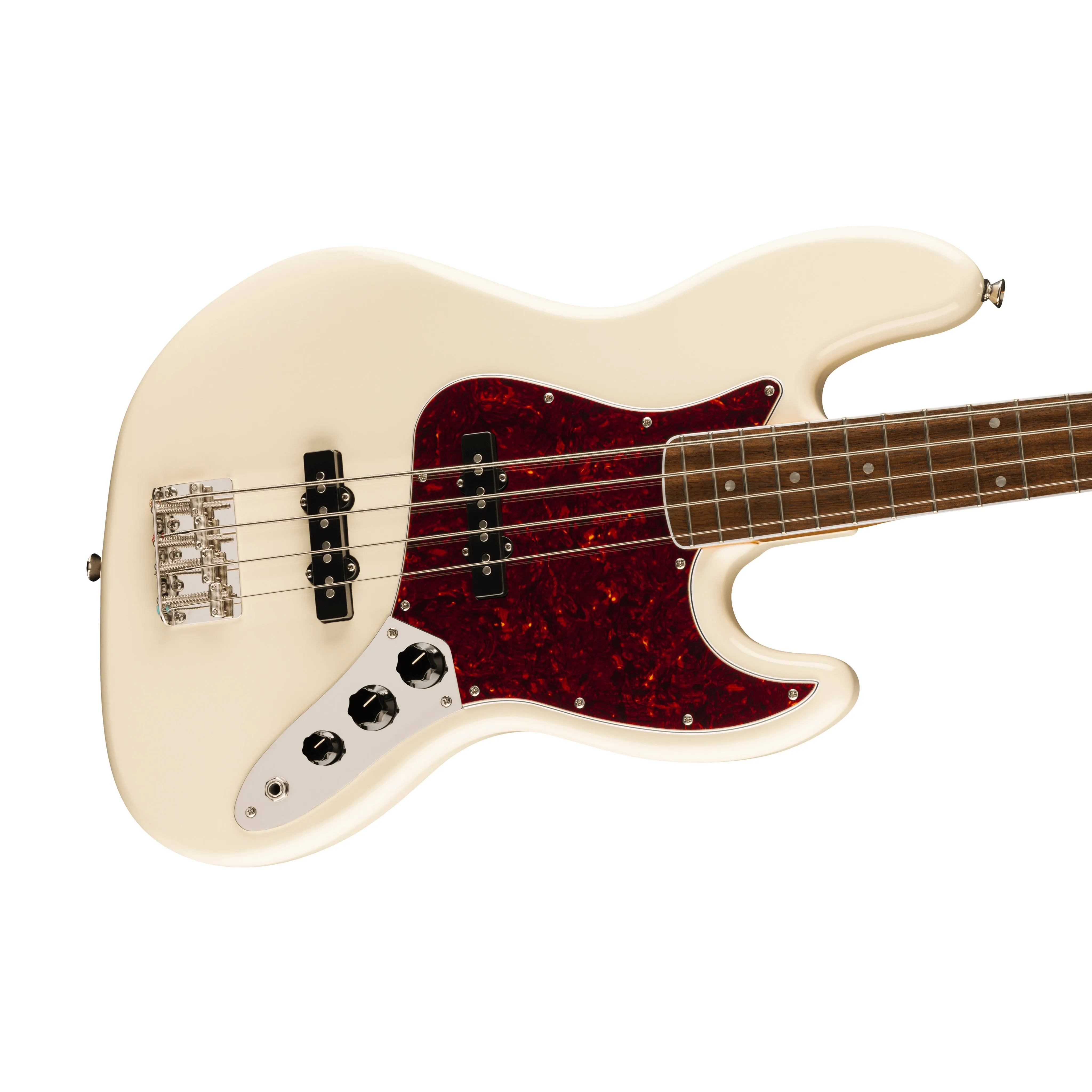 Squier Limited Edition Classic Vibe 60s Mid-60s Jazz Bass Guitar, Laurel FB, Olympic White
