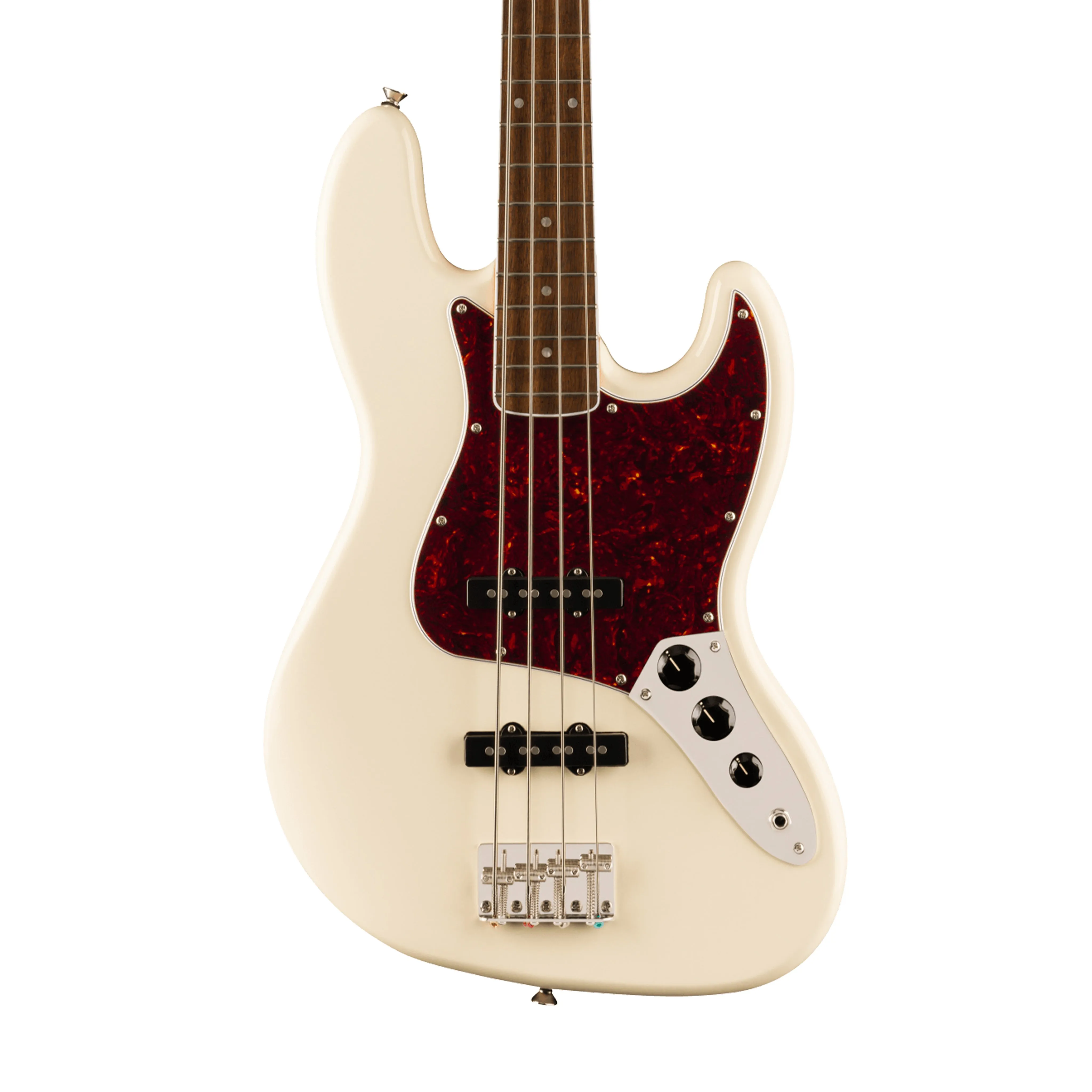Squier Limited Edition Classic Vibe 60s Mid-60s Jazz Bass Guitar, Laurel FB, Olympic White