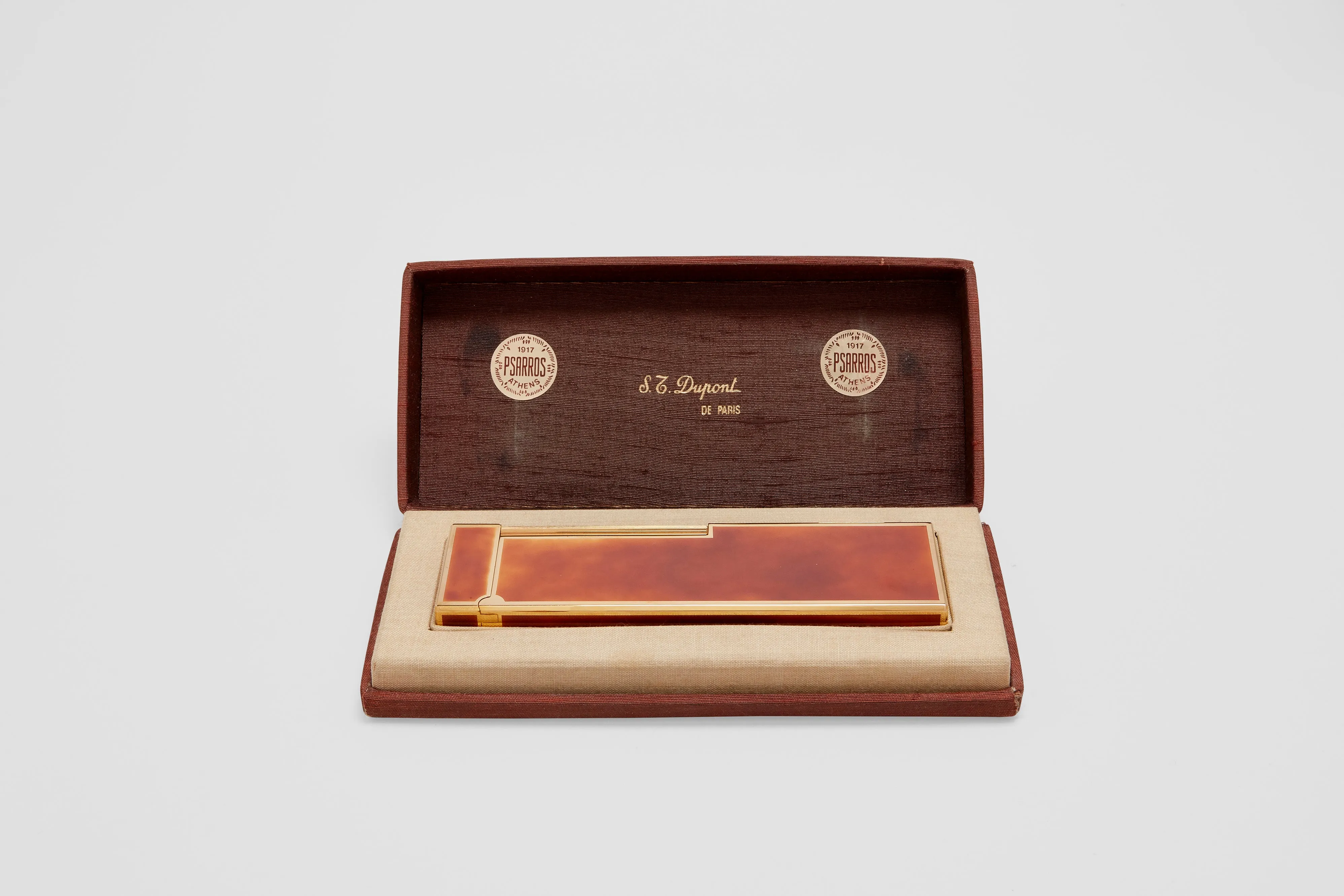 S.T. Dupont Gold Plated Lacquered Table Lighter