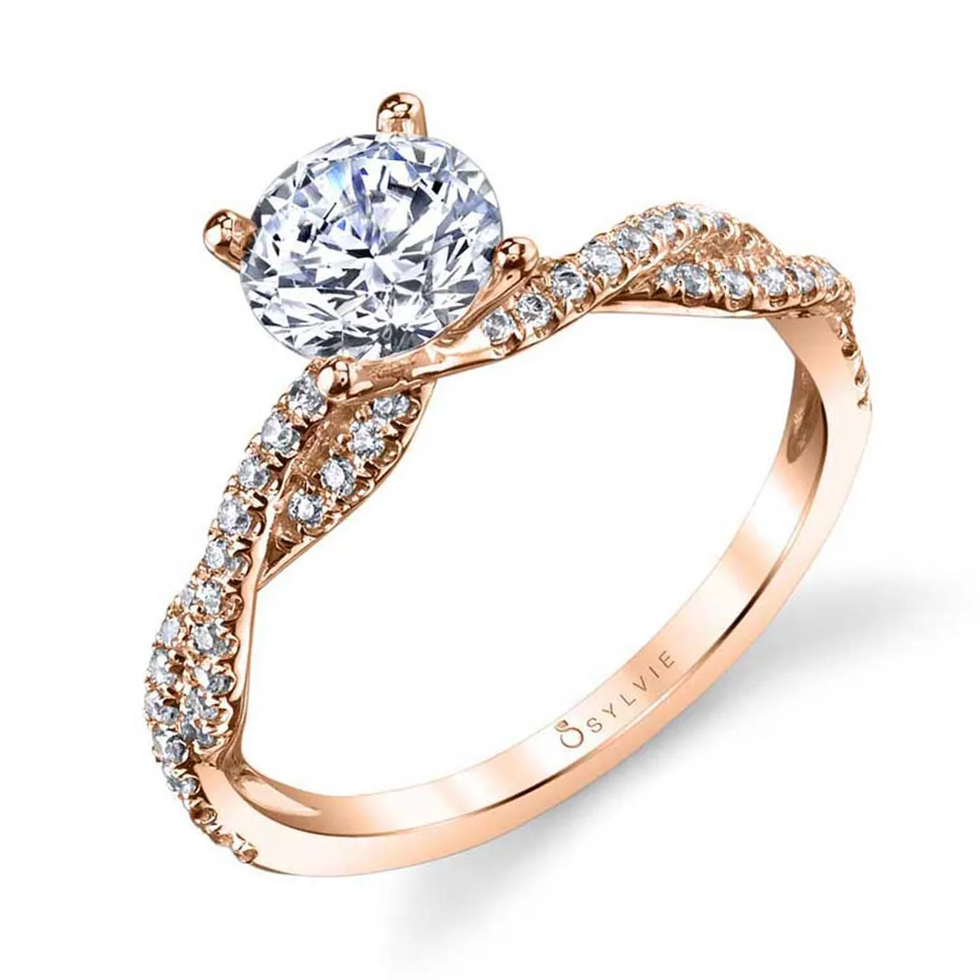 Sylvie Round Cut Spiral Engagement Ring