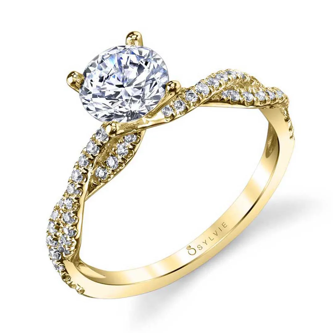 Sylvie Round Cut Spiral Engagement Ring